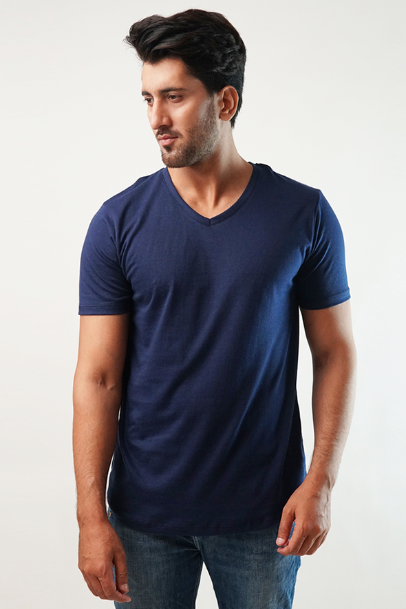 Cerulean V-Neck T-Shirt - Navy Blue